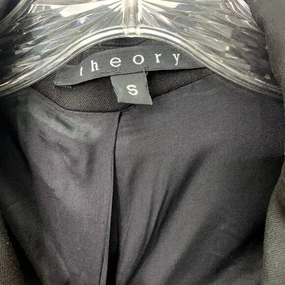 Theory Womens Size Small Black Mock Pocket Button Front Blazer - Picture 2 of 10